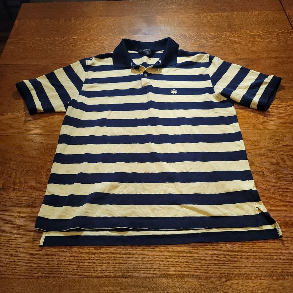 Brooks Brothers Mens Striped Colorblock Polo Shirt 100% Cotton Performance Knit